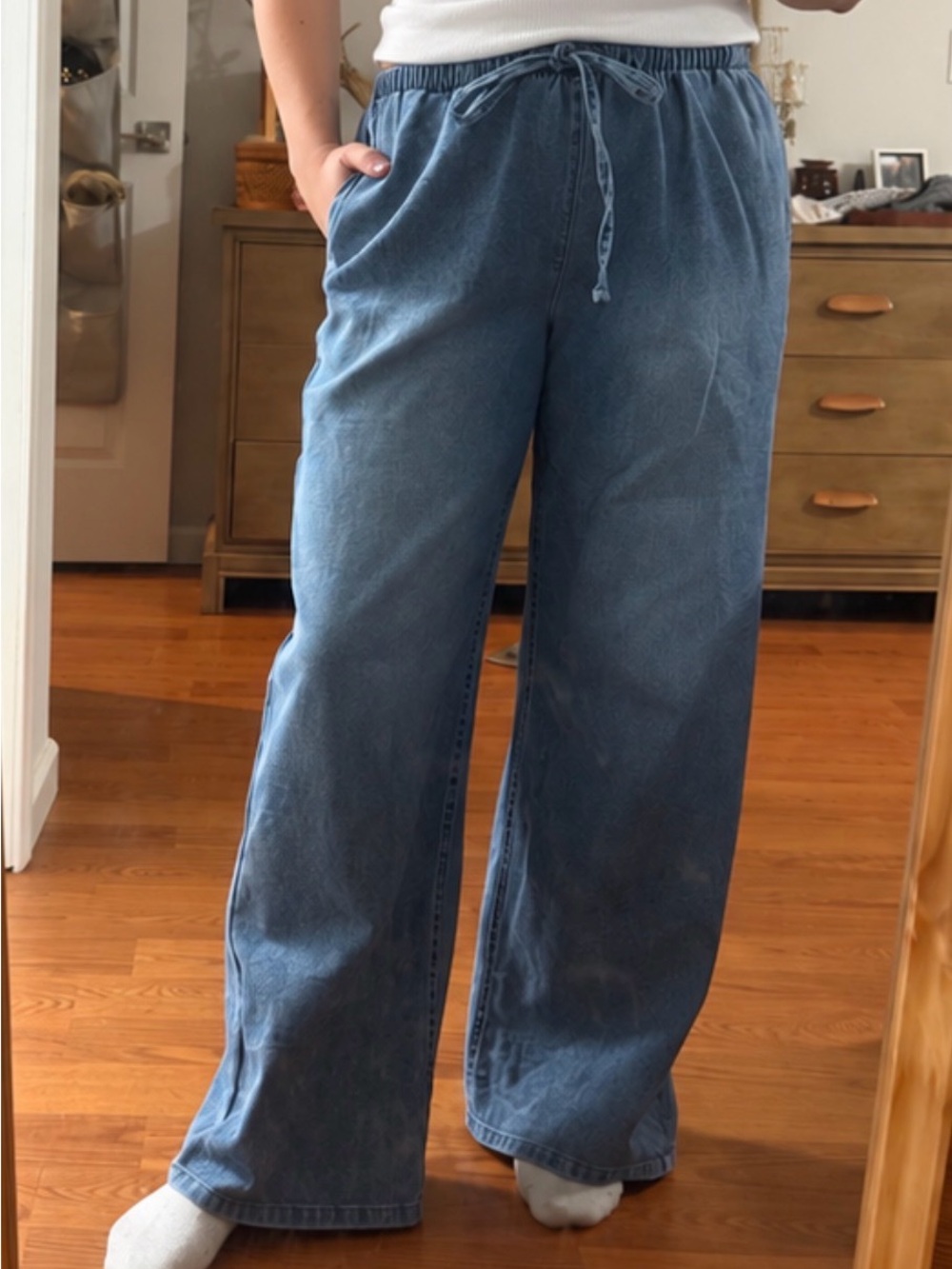 Vanilla Star Blue Wide-Leg Drawstring Pants